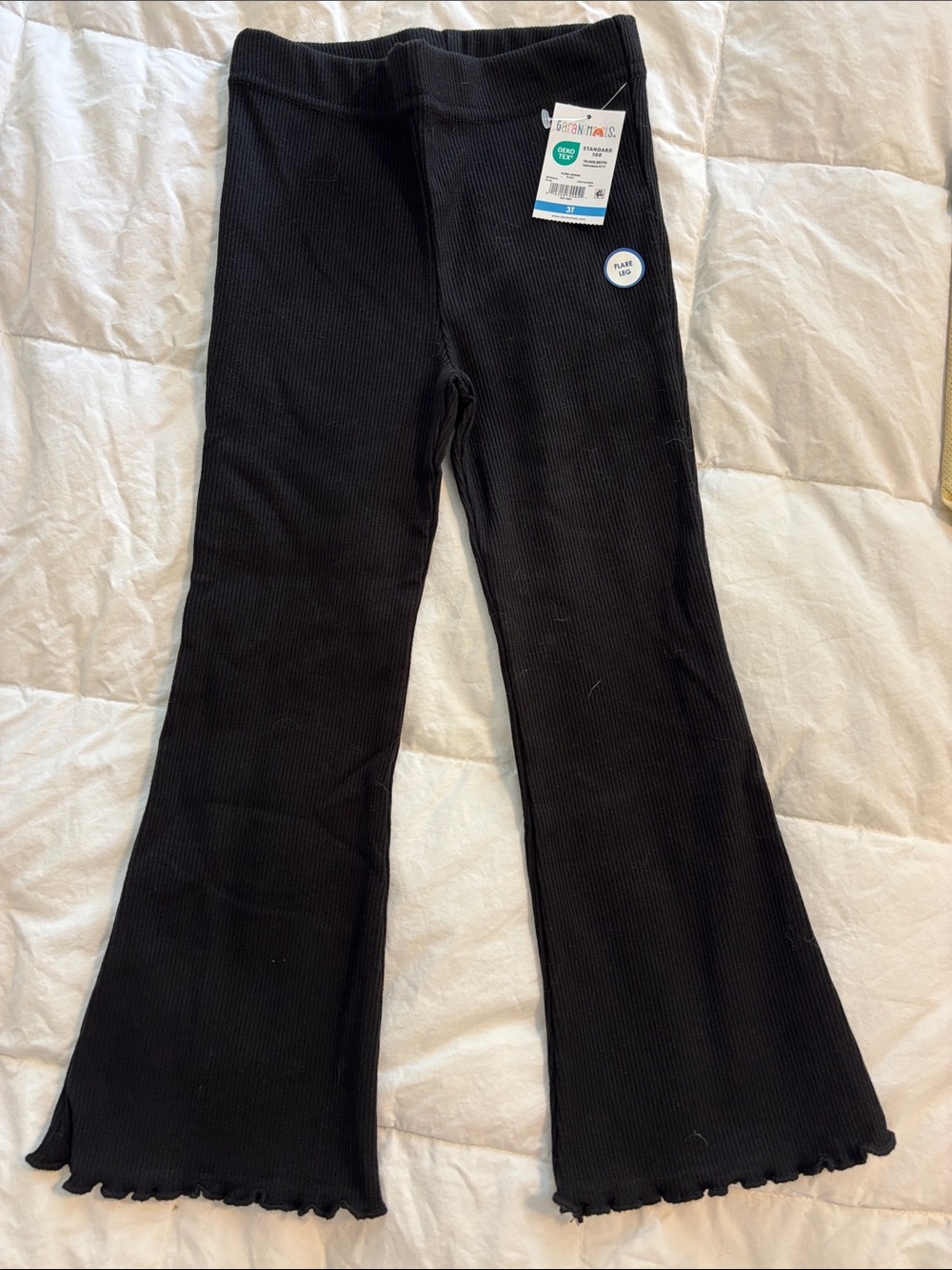 Garanimals Black Ribbed Flare Leggings with Lettuce Hem
